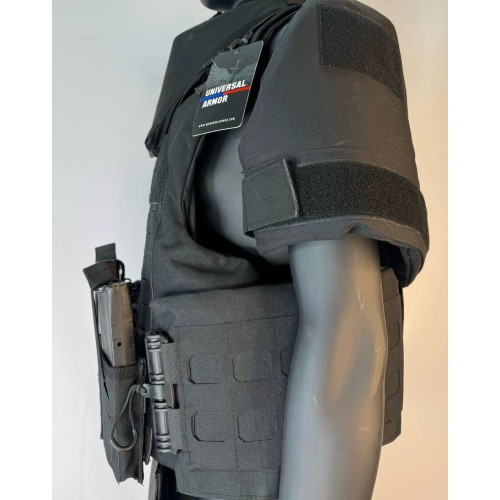 Бронежилет разгрузочный UNIVERSAL ARMOR в Новокуйбышевске (СВМПЭ + бронеплиты Бр5 класса) черный