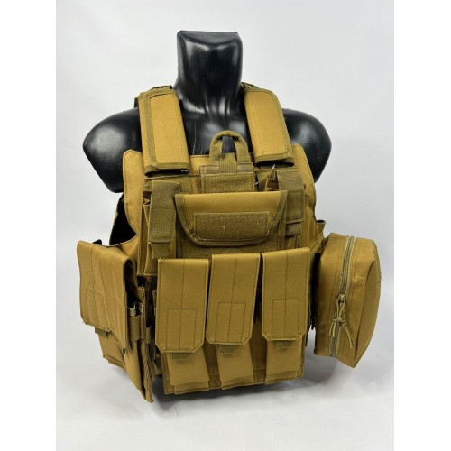 Тактический разгрузочный жилет «5 / пять карманов» с подсумками Tactical Molle Plate Carrier для съемных бронепластин в Новокуйбышевске